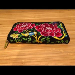 Flower Embroidered Wallet